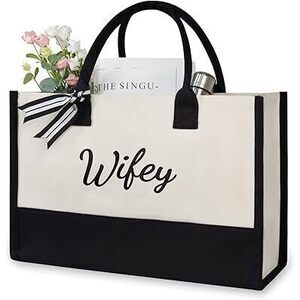 Canvas Tote Wifey Bag, Bride Gifts For Wedding, Bridal Shower, Bachelorette